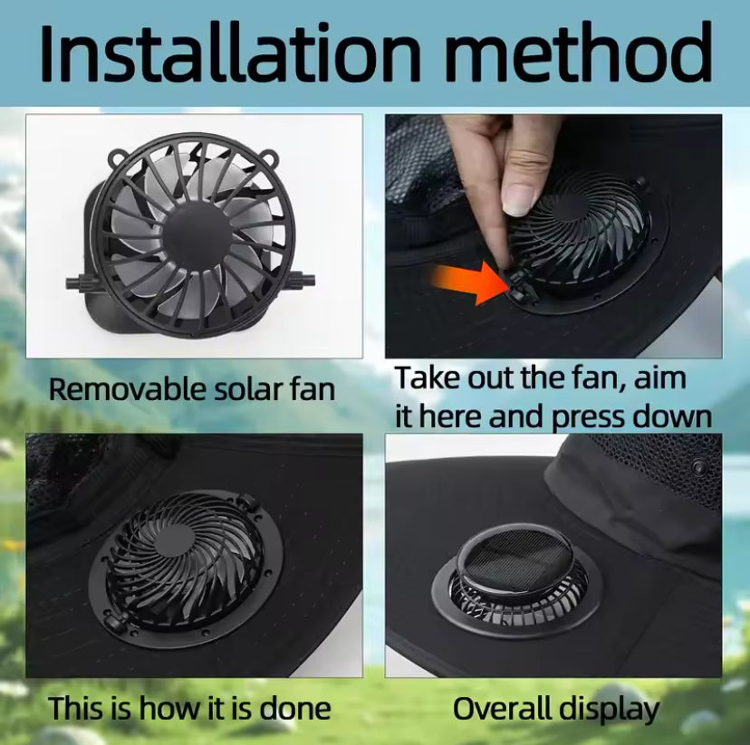 Solar Powered Hat with Fan