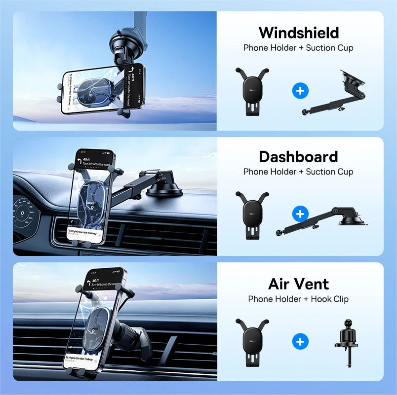 Baseus 15W Wireless Charger Car Phone Holder for iPhone