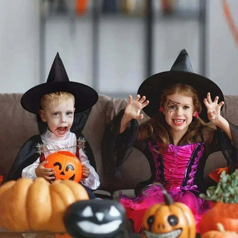 Halloween Black White Witch Cap