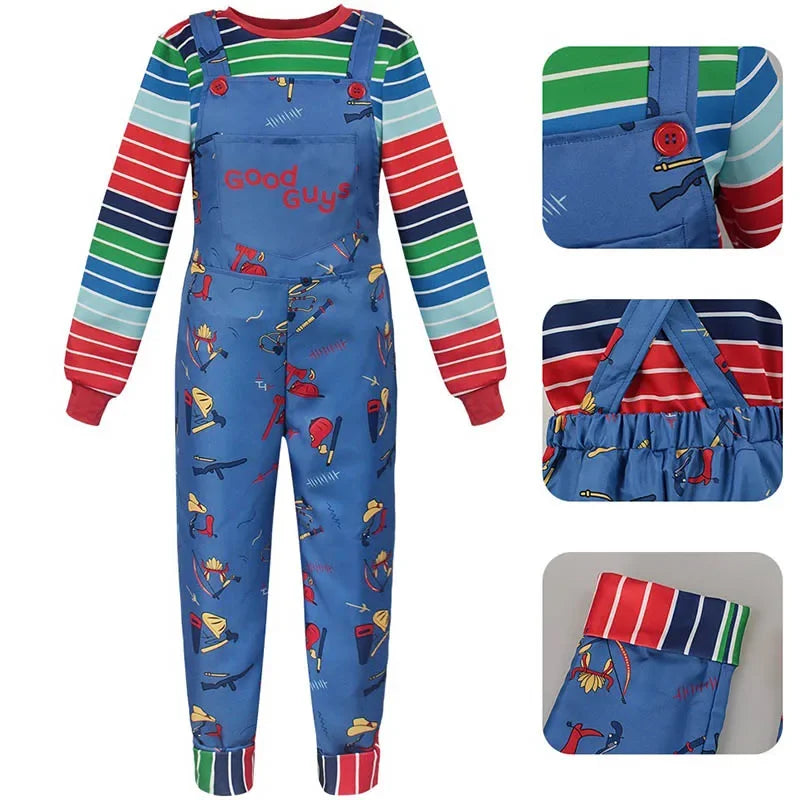 Chucky Halloween Costume - Jumpsuit with Striped Shirt | Oveni