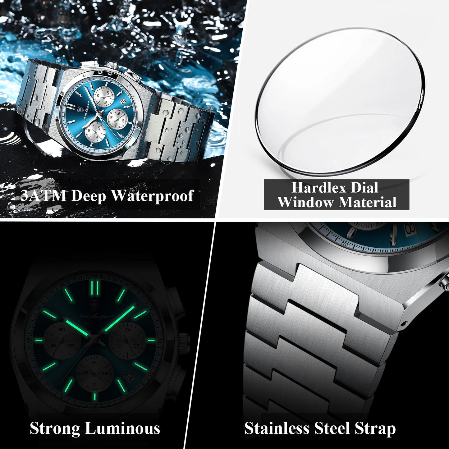 POEDAGAR Luxury Man Quartz Watch Waterproof