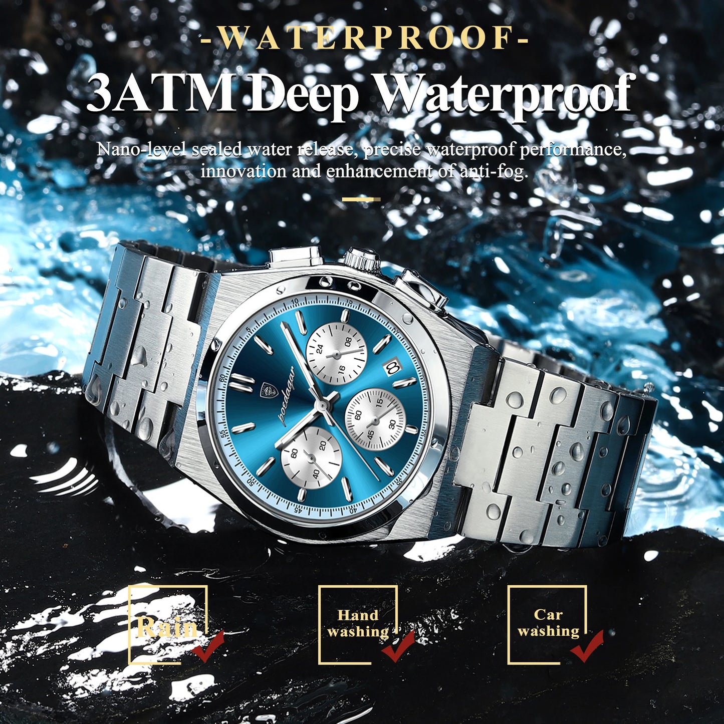 POEDAGAR Luxury Man Quartz Watch Waterproof