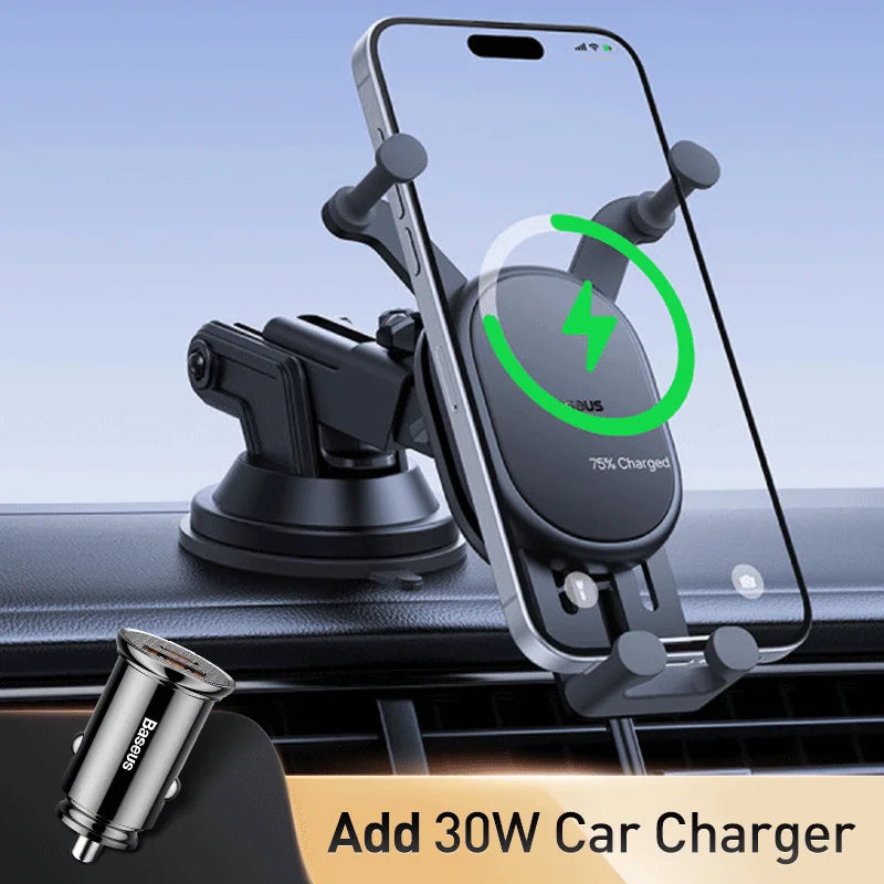 Baseus 15W Wireless Charger Car Phone Holder for iPhone