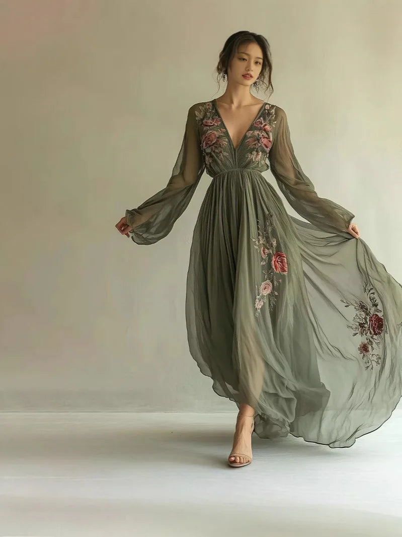 Boho Woman Clothing Floral Print Long Dresses