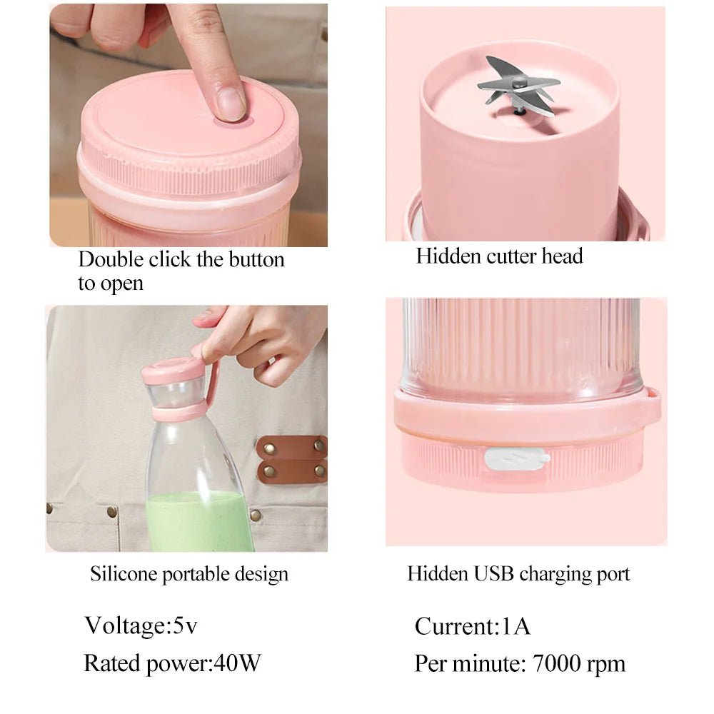 Rechargeable Mixers Fresh Fruit Juicers Blue/Pink Usb