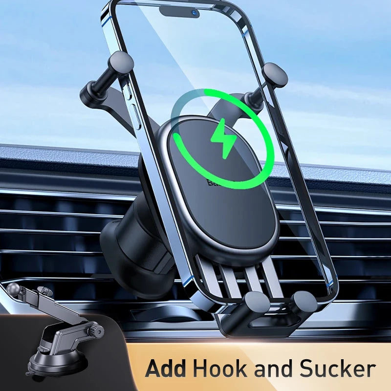 Baseus 15W Wireless Charger Car Phone Holder for iPhone