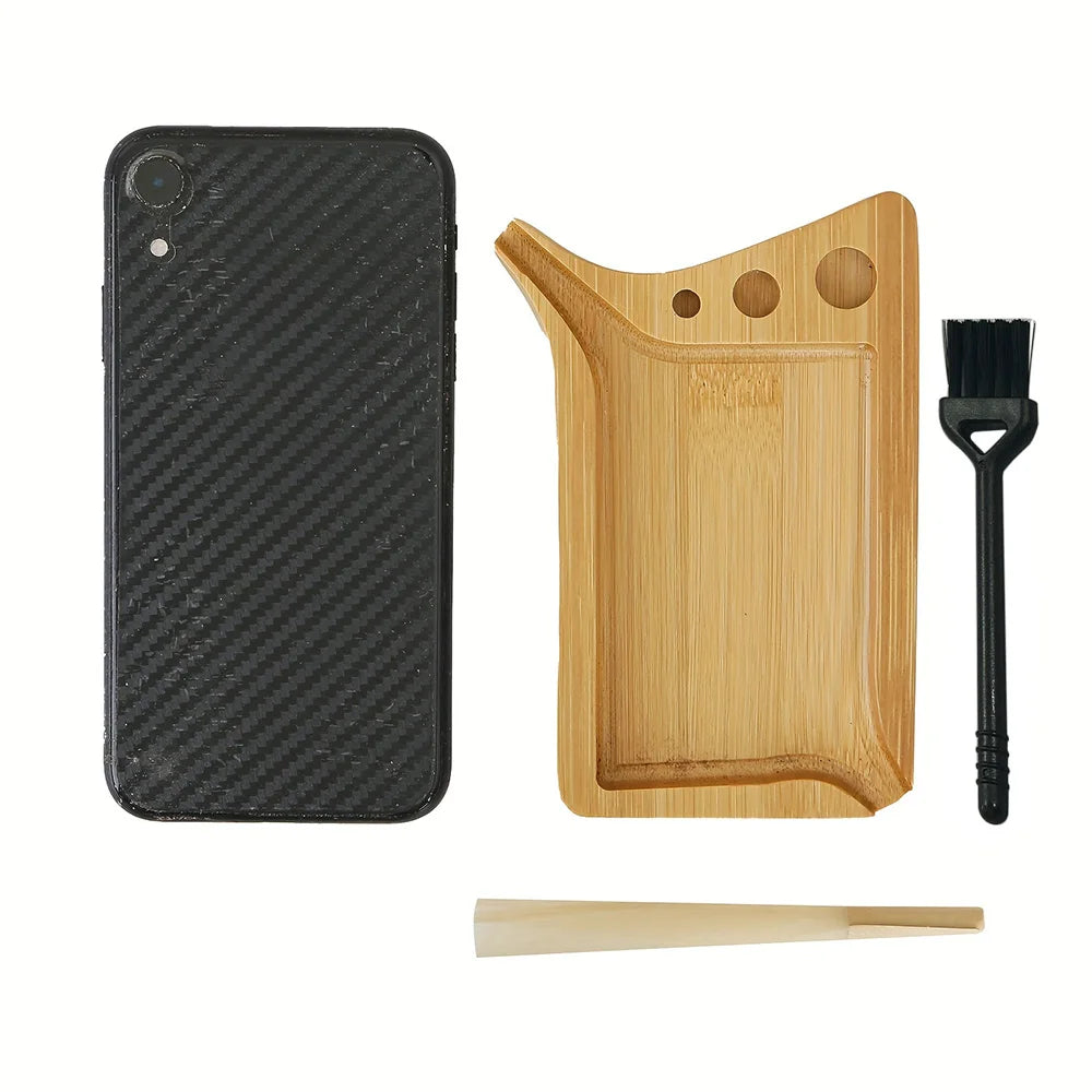 Bamboo Wood Herb Tobacco Rolling Tray with Funnel Tool Loader Cones