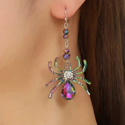Colorful Spider Halloween Earrings