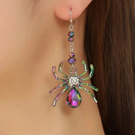 Colorful Spider Halloween Earrings