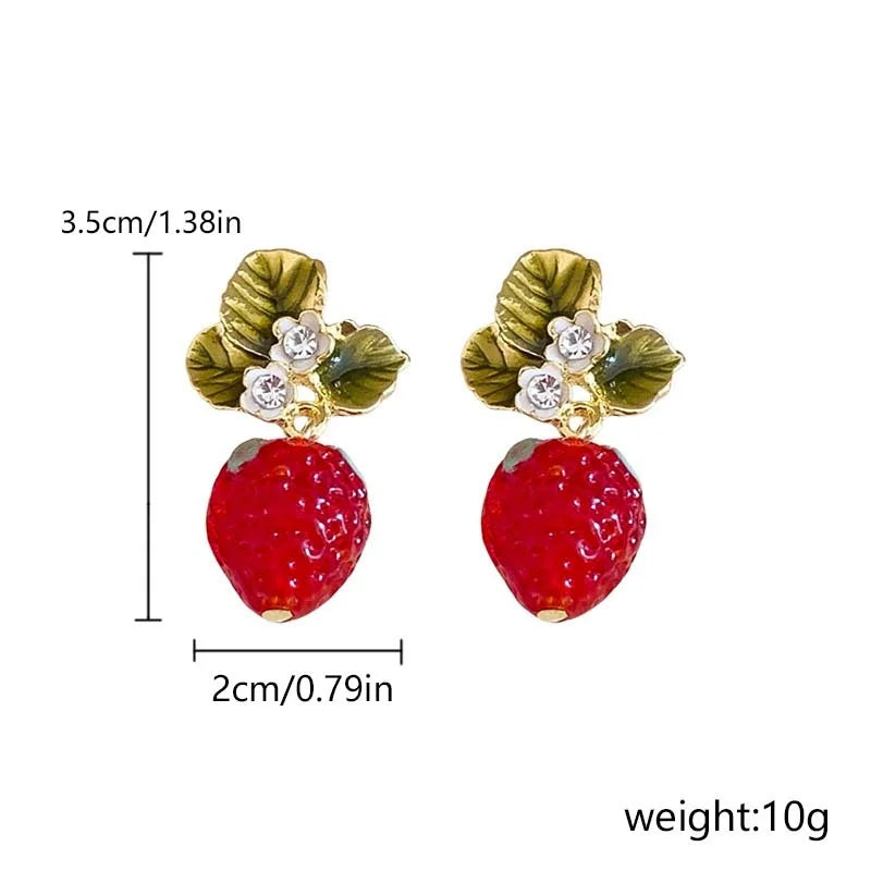 Strawberry Flower Drop Earrings