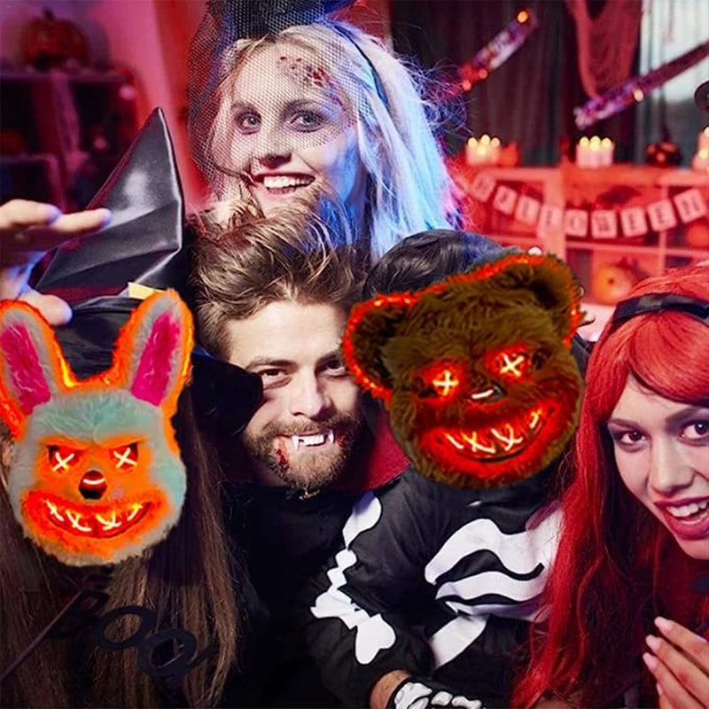 LED Light Halloween furry Face Mask