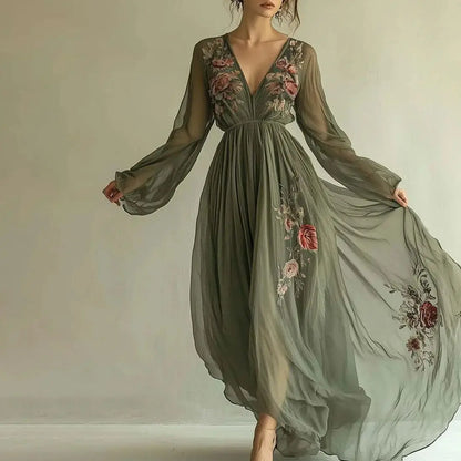 Boho Woman Clothing Floral Print Long Dresses