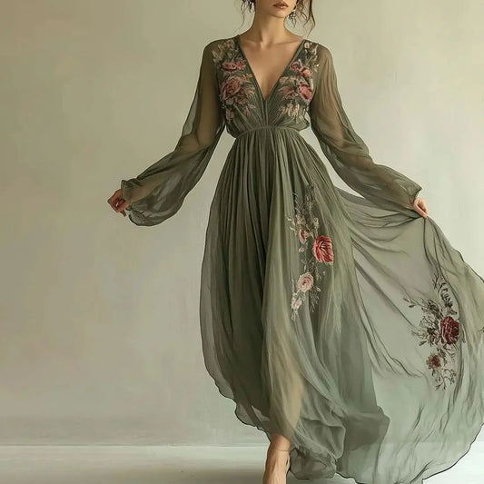 Boho Woman Clothing Floral Print Long Dresses