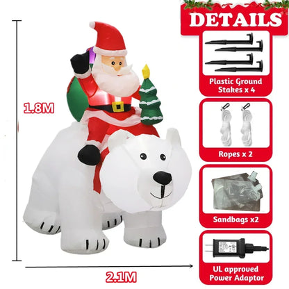 2025 Christmas Glowing Inflatables Santa Claus Riding