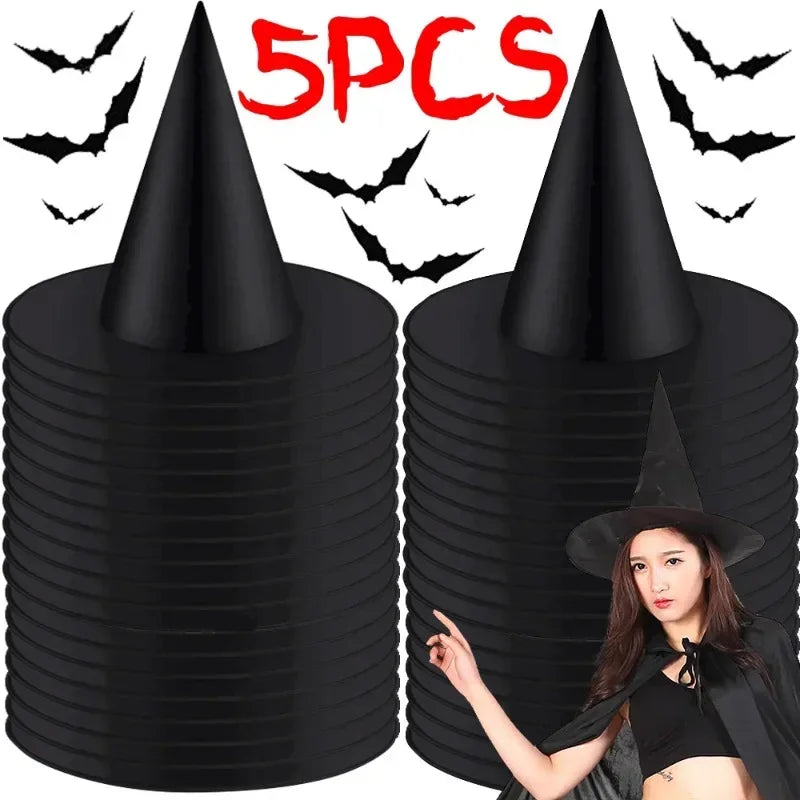 Halloween Black White Witch Cap
