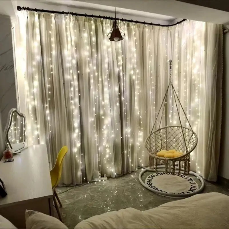 3M/6M LED Garland Curtain Lights 8 Modes USB