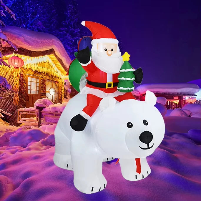 2025 Christmas Glowing Inflatables Santa Claus Riding