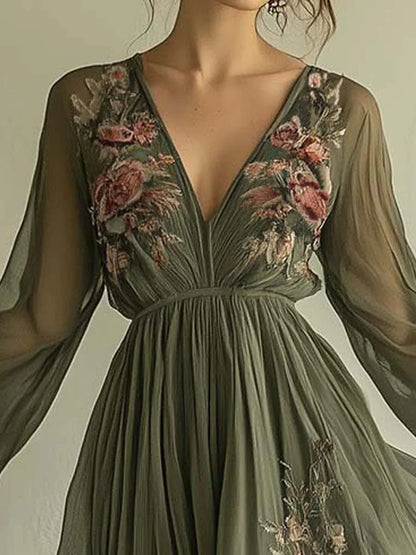 Boho Woman Clothing Floral Print Long Dresses