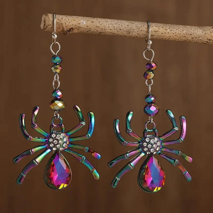 Colorful Spider Halloween Earrings