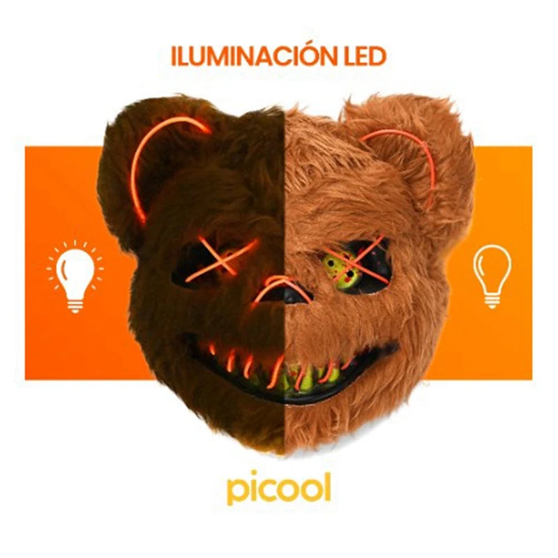 LED Light Halloween furry Face Mask