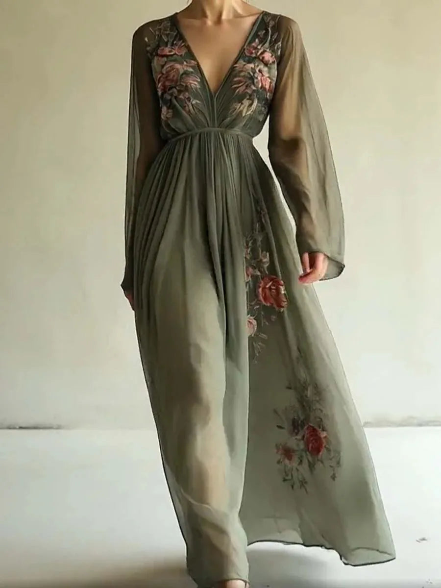 Boho Woman Clothing Floral Print Long Dresses