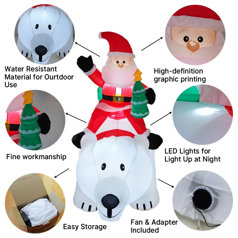 2025 Christmas Glowing Inflatables Santa Claus Riding