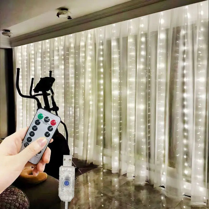 3M/6M LED Garland Curtain Lights 8 Modes USB