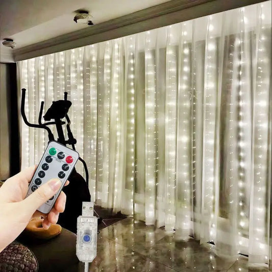 3M/6M LED Garland Curtain Lights 8 Modes USB