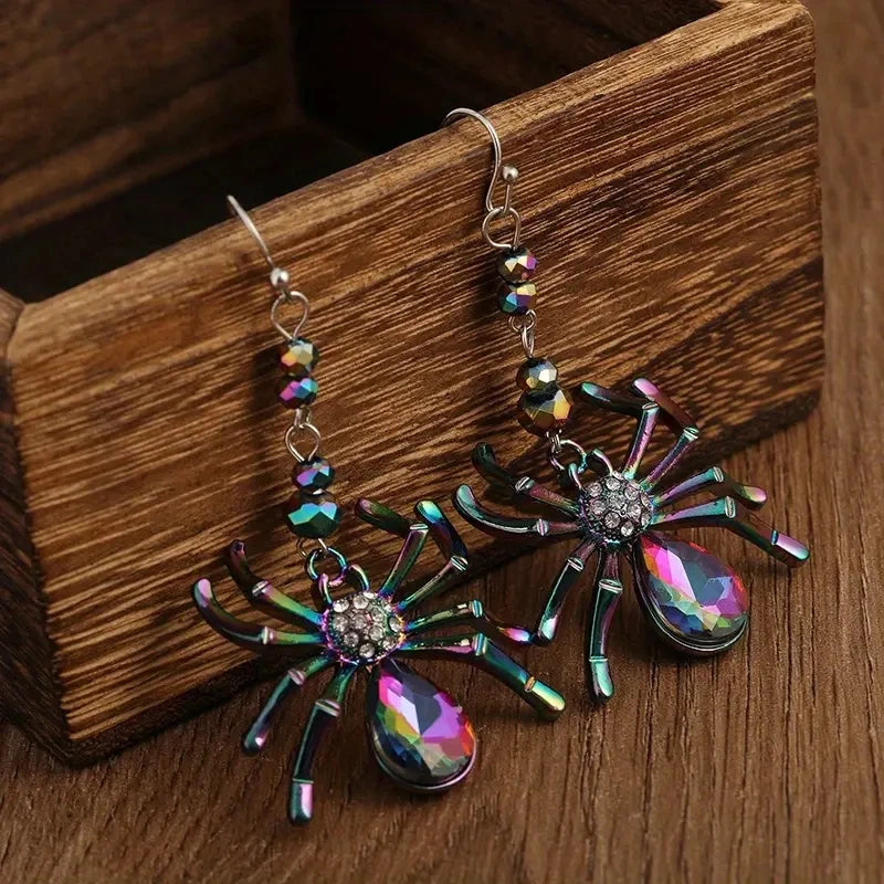 Colorful Spider Halloween Earrings