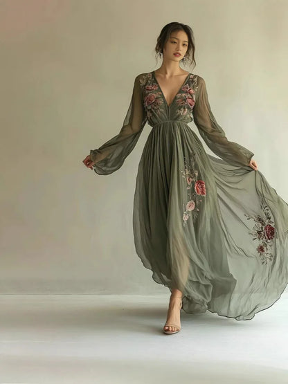 Boho Woman Clothing Floral Print Long Dresses