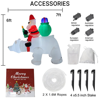 2025 Christmas Glowing Inflatables Santa Claus Riding