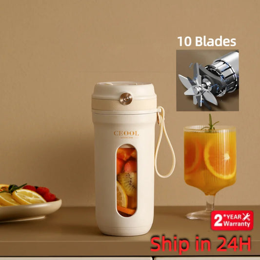 4/10 Blades Electric Portable Blender 350ML Juicer