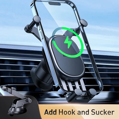 Baseus 15W Wireless Charger Car Phone Holder for iPhone