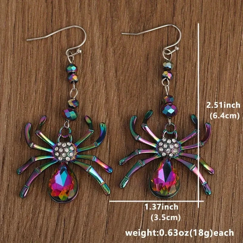 Colorful Spider Halloween Earrings