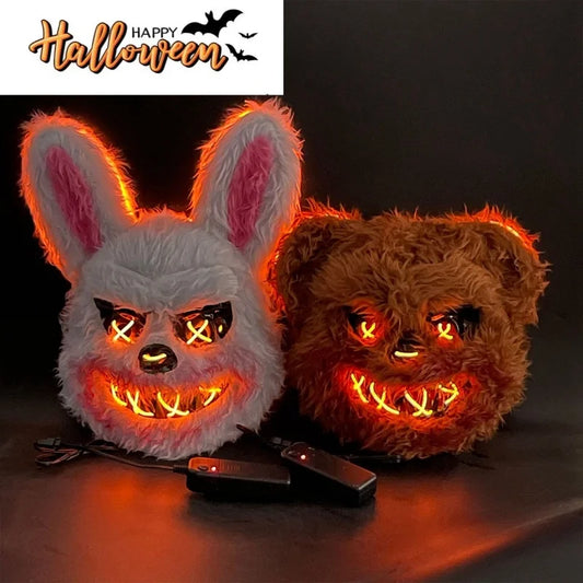 LED Light Halloween furry Face Mask
