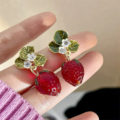 Strawberry Flower Drop Earrings