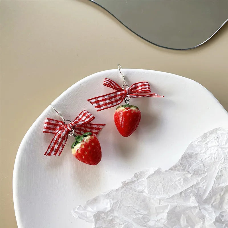 Strawberry Flower Drop Earrings