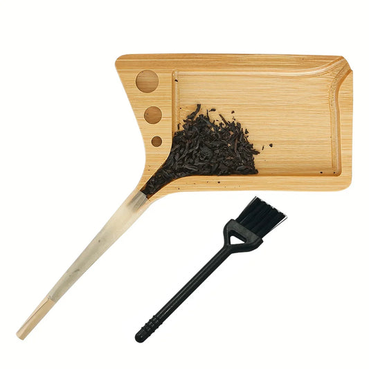 Bamboo Wood Herb Tobacco Rolling Tray with Funnel Tool Loader Cones