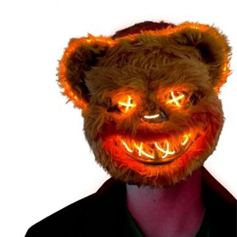 LED Light Halloween furry Face Mask
