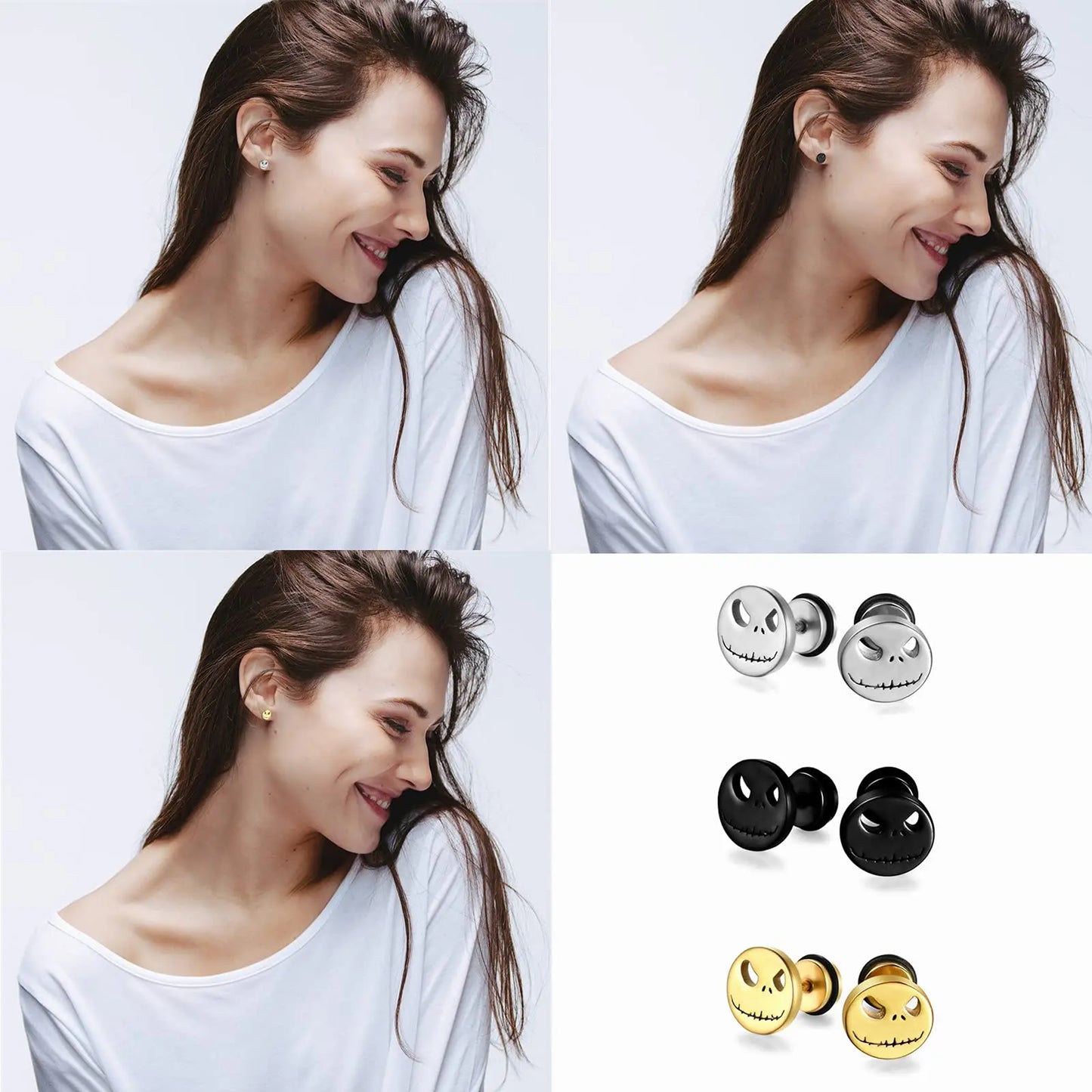 Stud Earrings Halloween Pumpkin Head Earrings